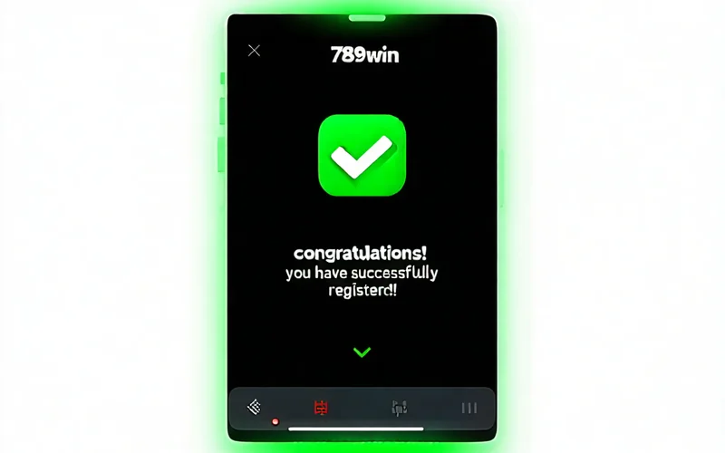 Hình ảnh xác nhận đăng ký thành công và chào mừng thành viên mới 789win