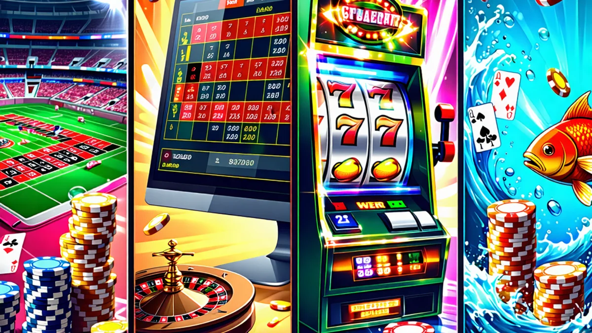 Hình ảnh tổng hợp các trò chơi đa dạng tại 789win: cá cược thể thao, casino trực tuyến, slot game