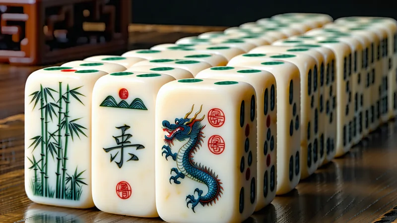 Hình ảnh bộ mạt chược truyền thống với các quân bài được sắp xếp đẹp mắt, thể hiện sự phức tạp và chiến lược của game mạt chược tại 789win.