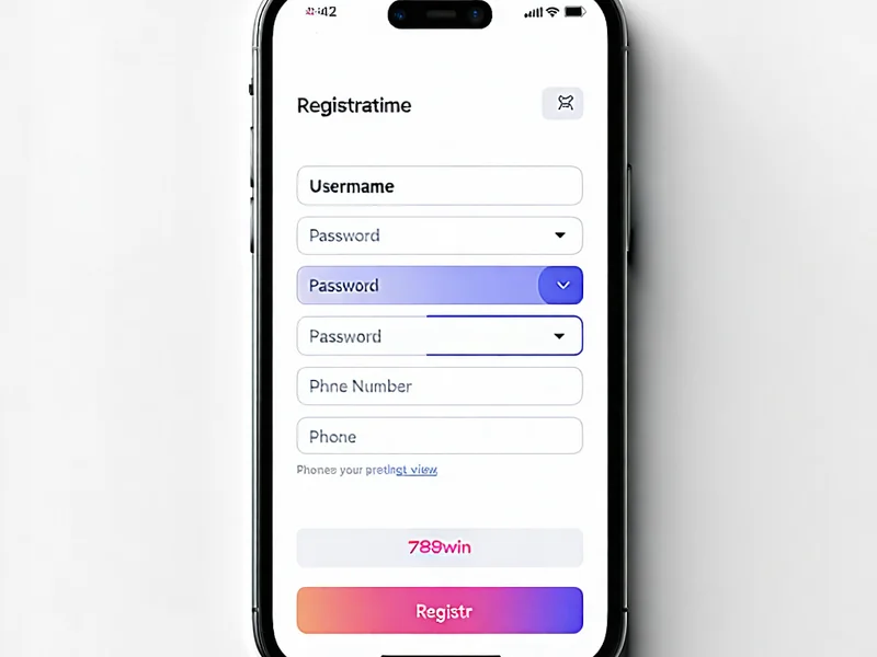 Màn hình mẫu form đăng ký tài khoản 789win trên ứng dụng iOS