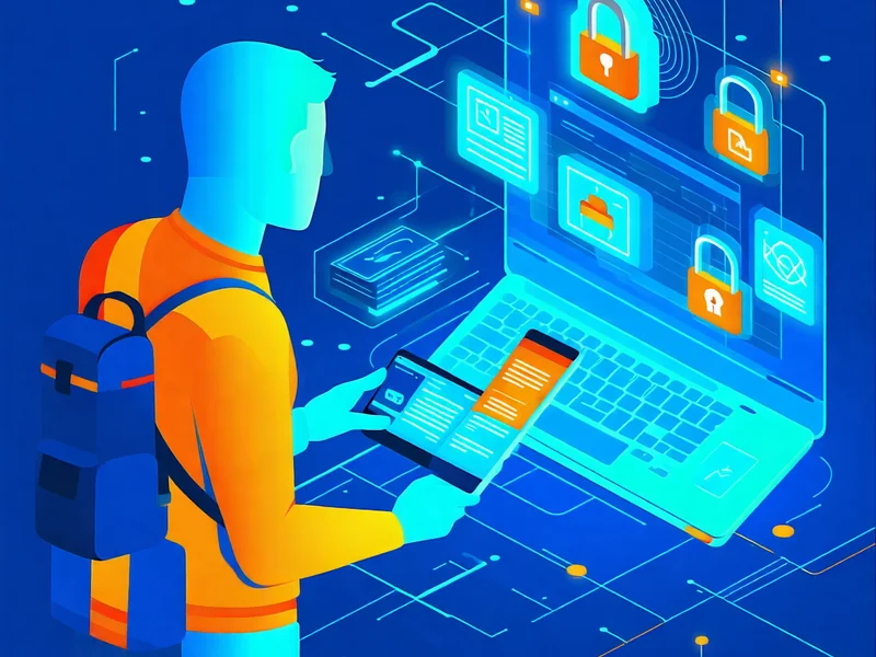 Hình minh họa các quyền của người dùng về dữ liệu cá nhân, thể hiện một người đang xem xét các tùy chọn quyền riêng tư trên màn hình.